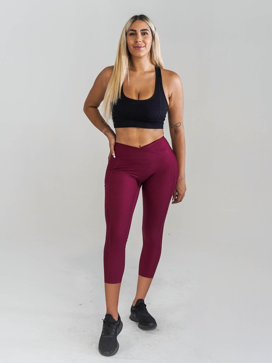 Pristine Pocket Capri Leggings | CRANBERRY by Obsession Shapewear