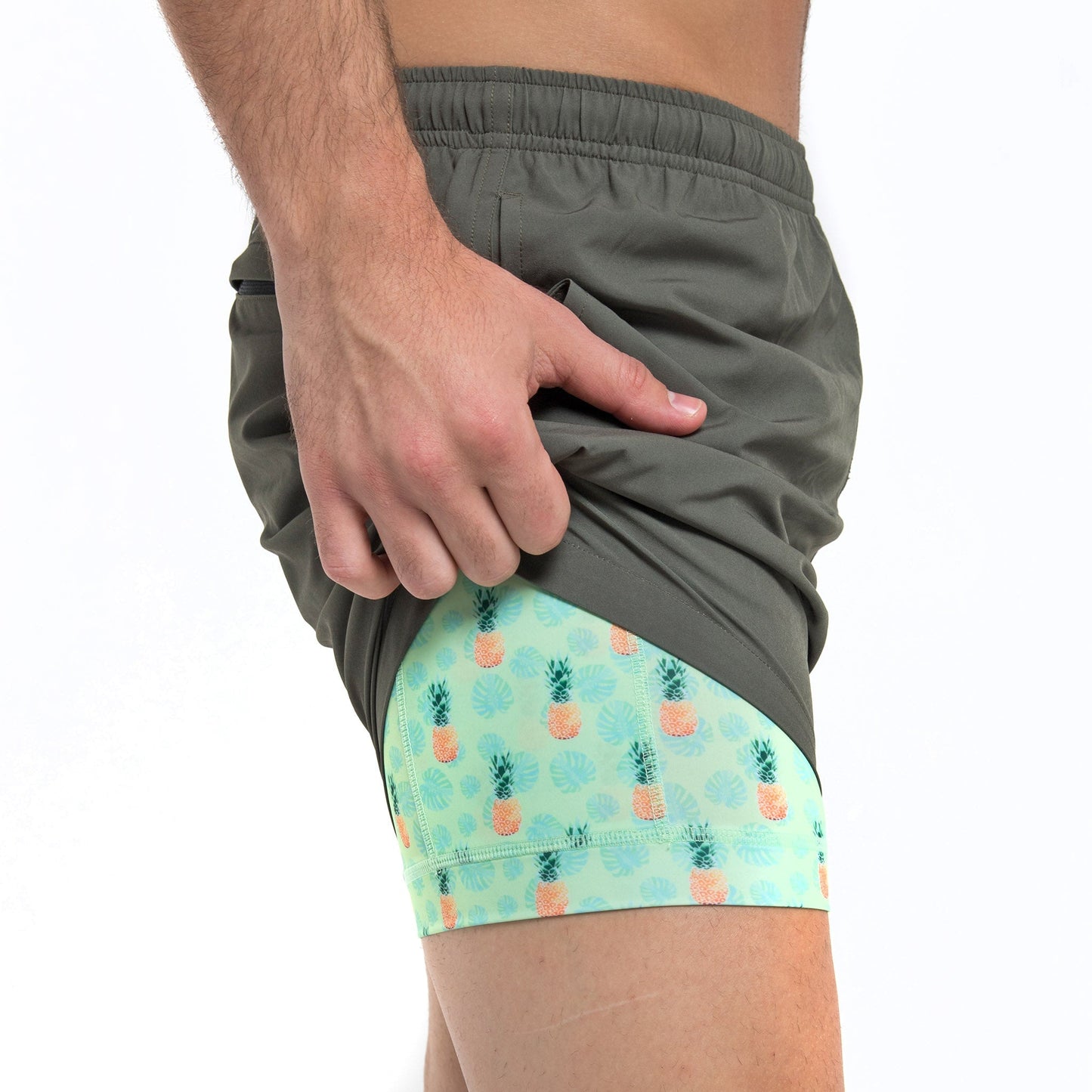 Performance Gym Short + Compression Liner - Green by Bermies