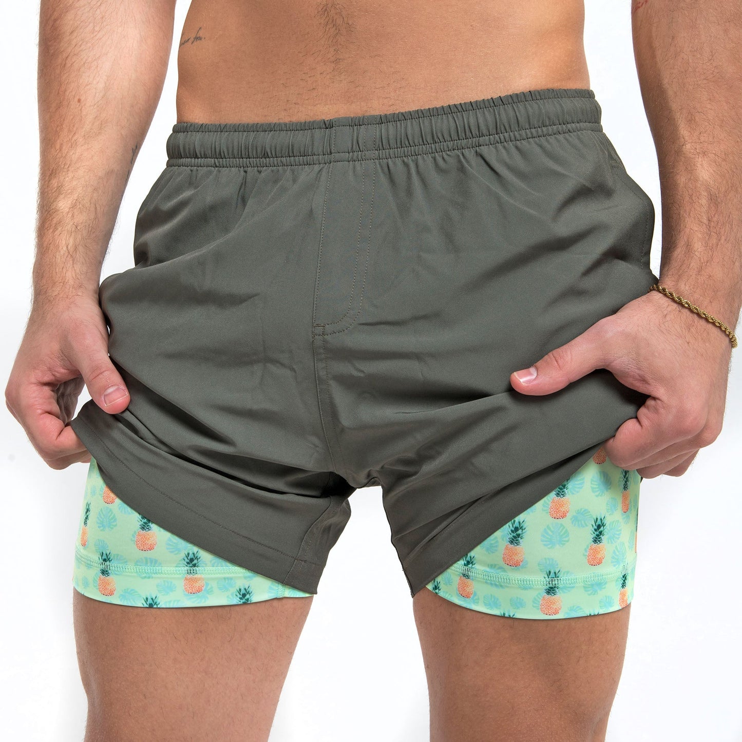 Performance Gym Short + Compression Liner - Green by Bermies