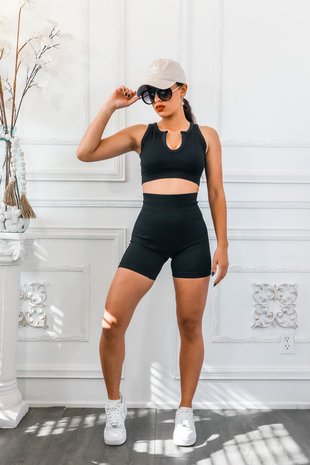 Next Level Ribbed Snatched Active Wear Shorts Set by SURELYMINE