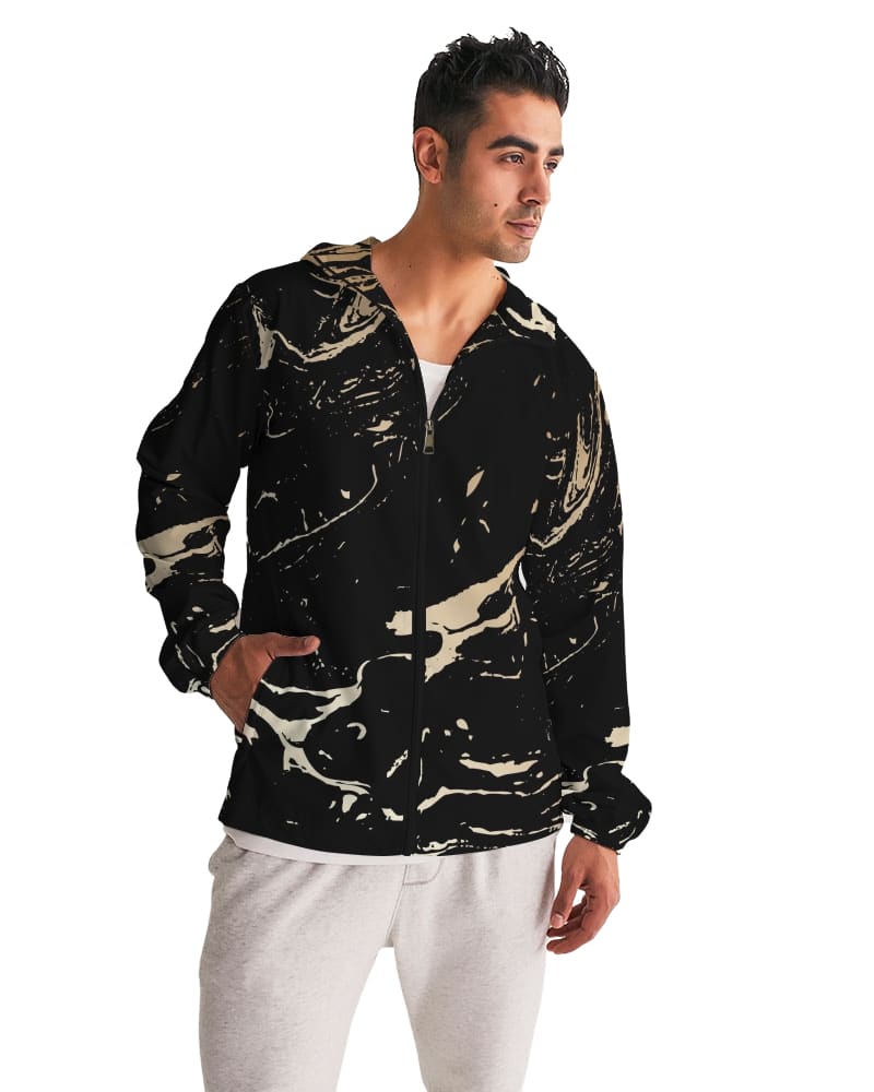 Mens Lightweight Windbreaker Jacket With Hood And Zipper Closure by inQue.Style