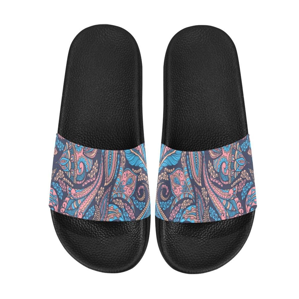 Mens Slide Sandals, Paisley Print by inQue.Style