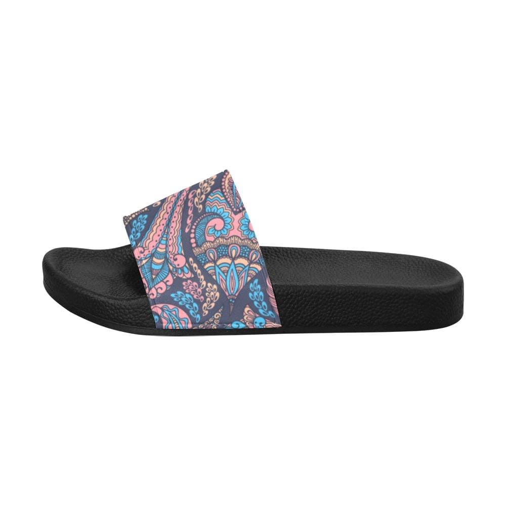 Mens Slide Sandals, Paisley Print by inQue.Style