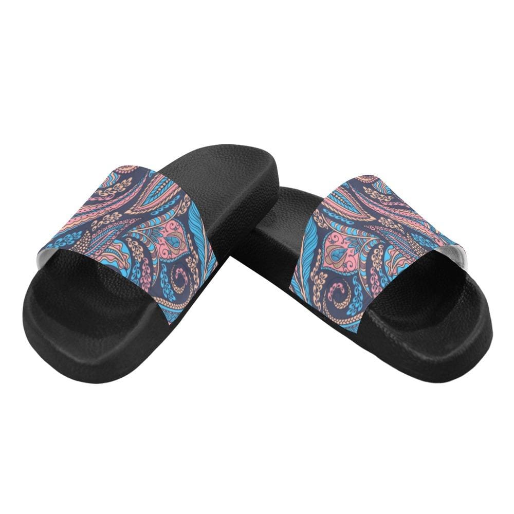 Mens Slide Sandals, Paisley Print by inQue.Style